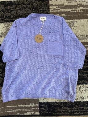 BiBi Lavender Crewneck Knit Sweater with Chest Pocket